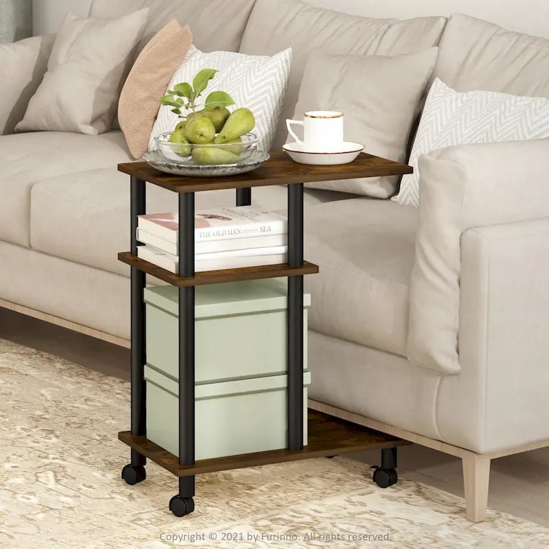 Table d'appoint de canapé en forme de U Turn-N-Tube Furinno avec roulettes