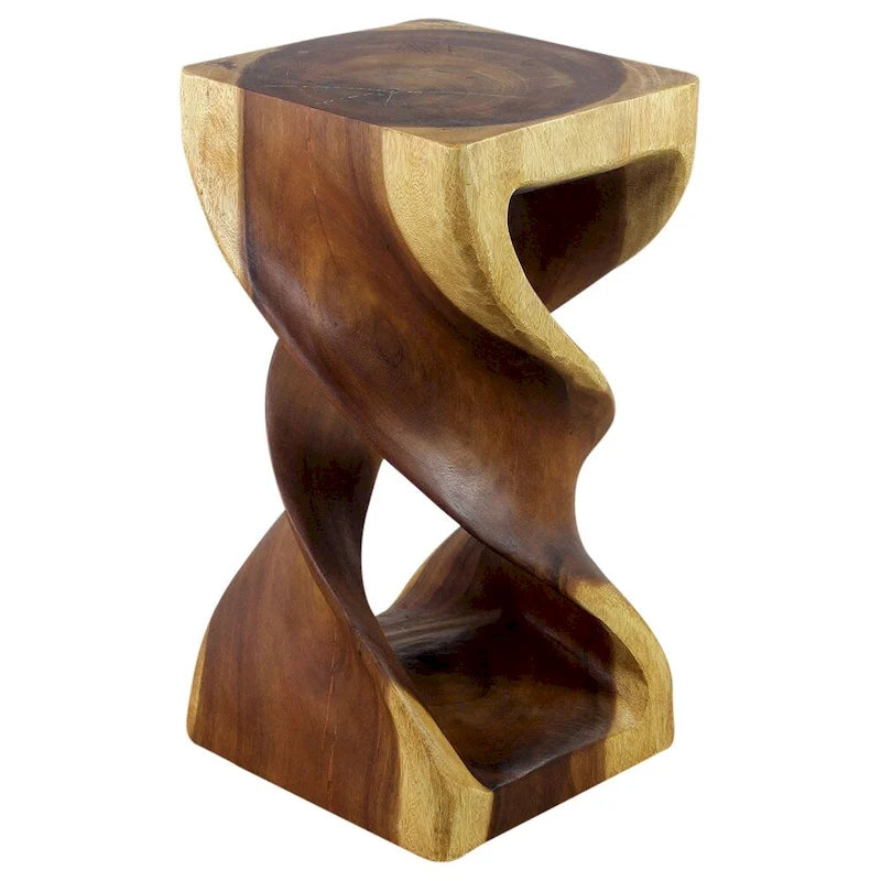 Haussmann Bois Double Torsion Tabouret Table 12 po CA x 23 po H Chêne Huilé - 12 x 12 x 23