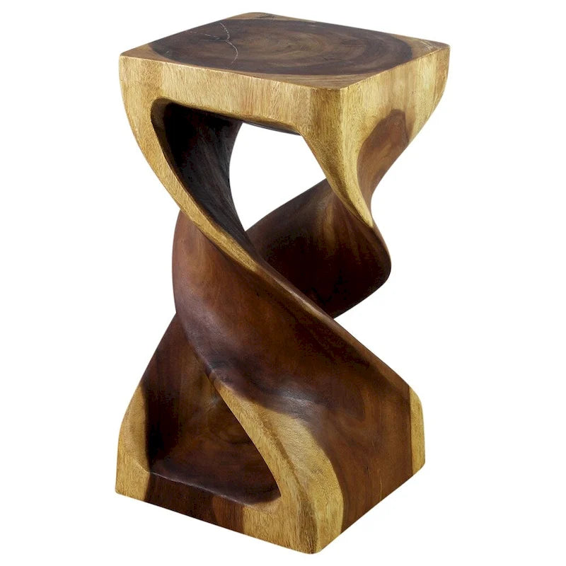 Haussmann Bois Double Torsion Tabouret Table 12 po CA x 23 po H Chêne Huilé - 12 x 12 x 23