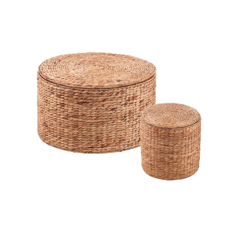 Tables basses SEI Furniture Sachi en jacinthe d'eau tressée naturelle (lot de 2) avec rangement