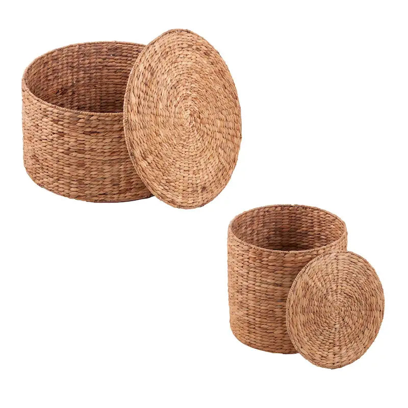 Tables basses SEI Furniture Sachi en jacinthe d'eau tressée naturelle (lot de 2) avec rangement