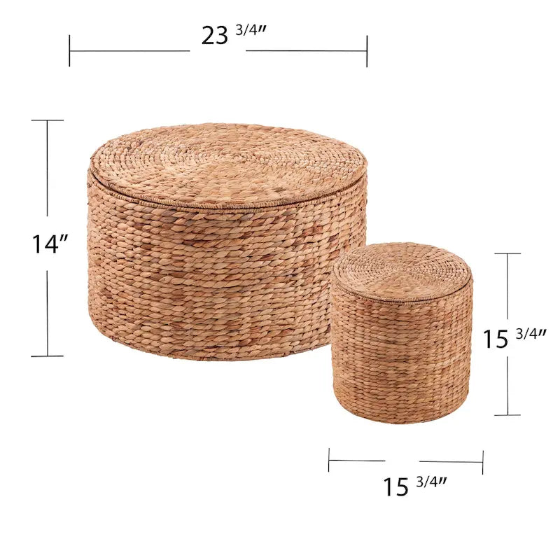 Tables basses SEI Furniture Sachi en jacinthe d'eau tressée naturelle (lot de 2) avec rangement