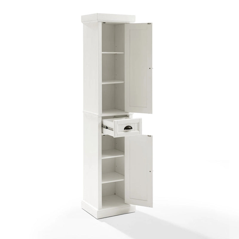 Meuble haut de rangement en lin Crosley Seaside, blanc vieilli