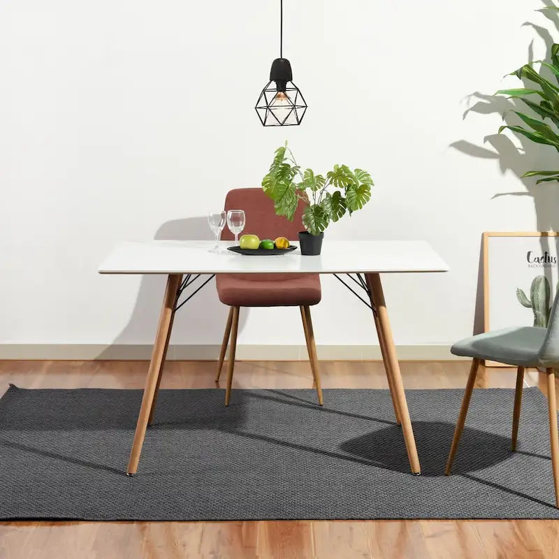 HomyLin Table à manger rectangulaire blanche de 120 cm pour 4 à 6 personnes