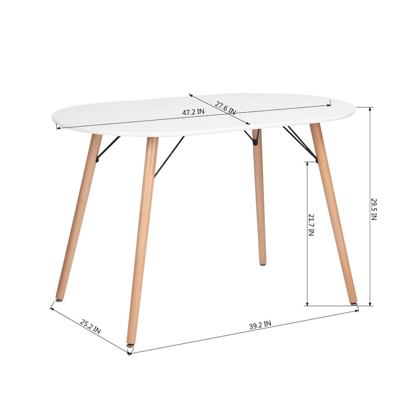 HomyLin Table à manger rectangulaire blanche de 120 cm pour 4 à 6 personnes