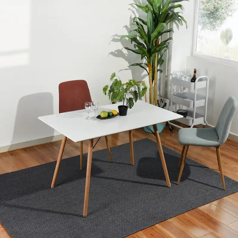 HomyLin Table à manger rectangulaire blanche de 120 cm pour 4 à 6 personnes