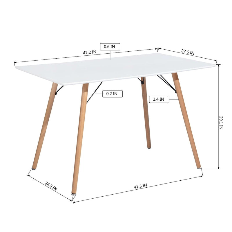 HomyLin Table à manger rectangulaire blanche de 120 cm pour 4 à 6 personnes
