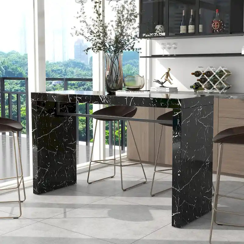 Table de hauteur de comptoir Amereti de 60 po en faux marbre par Furniture of America