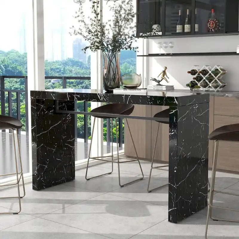 Table de hauteur de comptoir Amereti de 60 po en faux marbre par Furniture of America