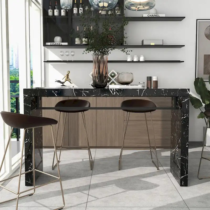 Table de hauteur de comptoir Amereti de 60 po en faux marbre par Furniture of America