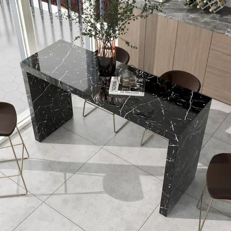 Table de hauteur de comptoir Amereti de 60 po en faux marbre par Furniture of America