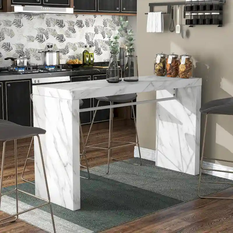 Table de hauteur de comptoir Amereti de 60 po en faux marbre par Furniture of America