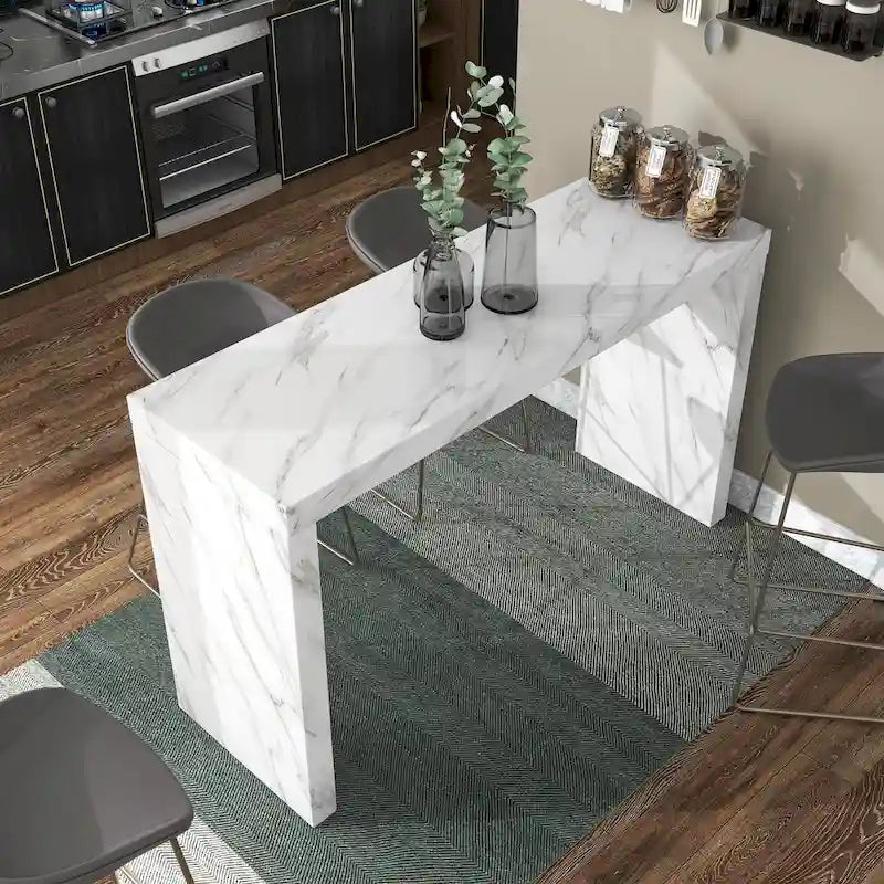 Table de hauteur de comptoir Amereti de 60 po en faux marbre par Furniture of America