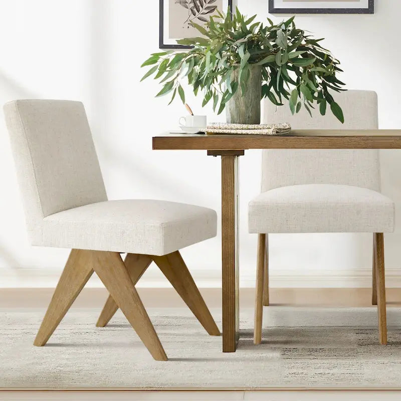 Chaise de salle à manger moderne du milieu du siècle en lin