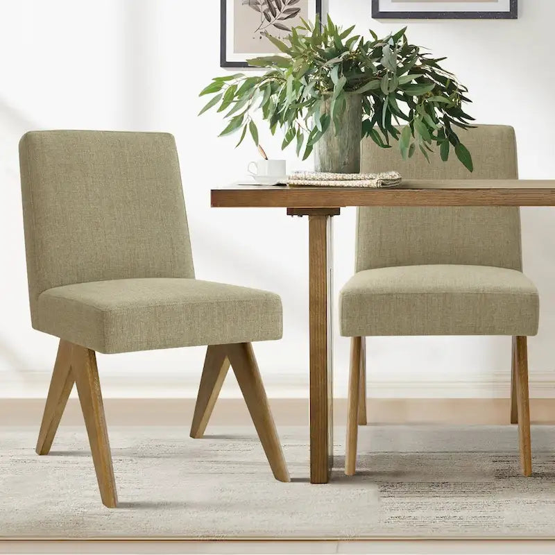 Chaise de salle à manger moderne du milieu du siècle en lin