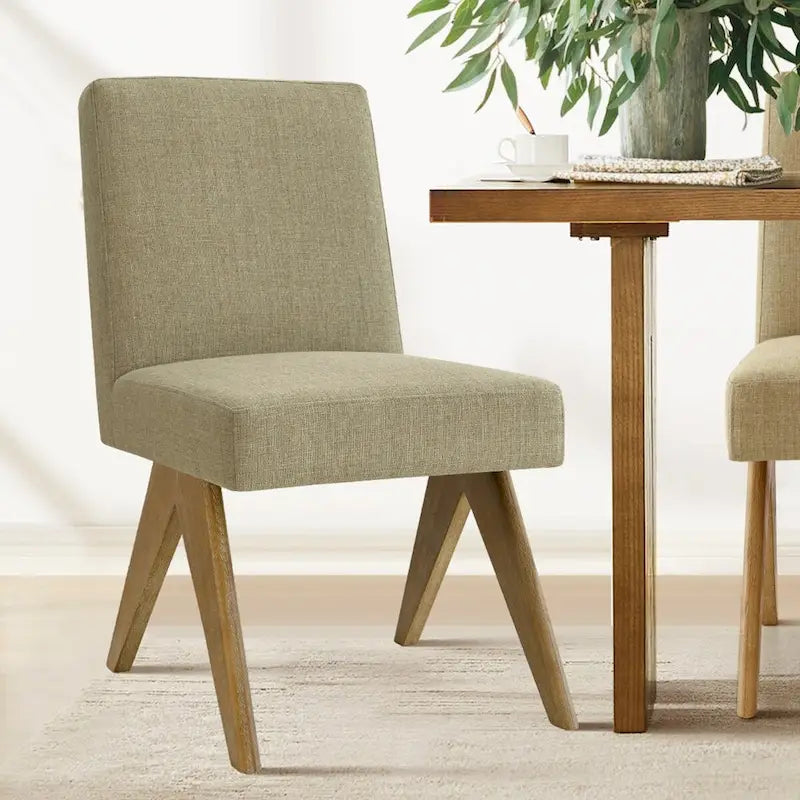 Chaise de salle à manger moderne du milieu du siècle en lin