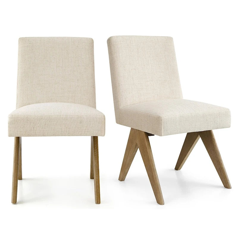 Chaise de salle à manger moderne du milieu du siècle en lin