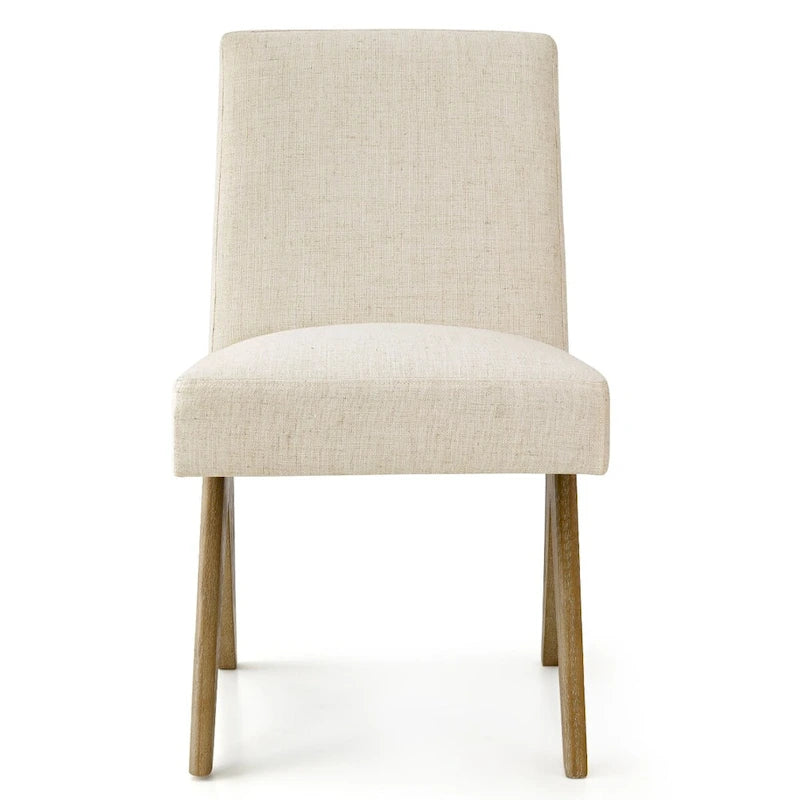 Chaise de salle à manger moderne du milieu du siècle en lin