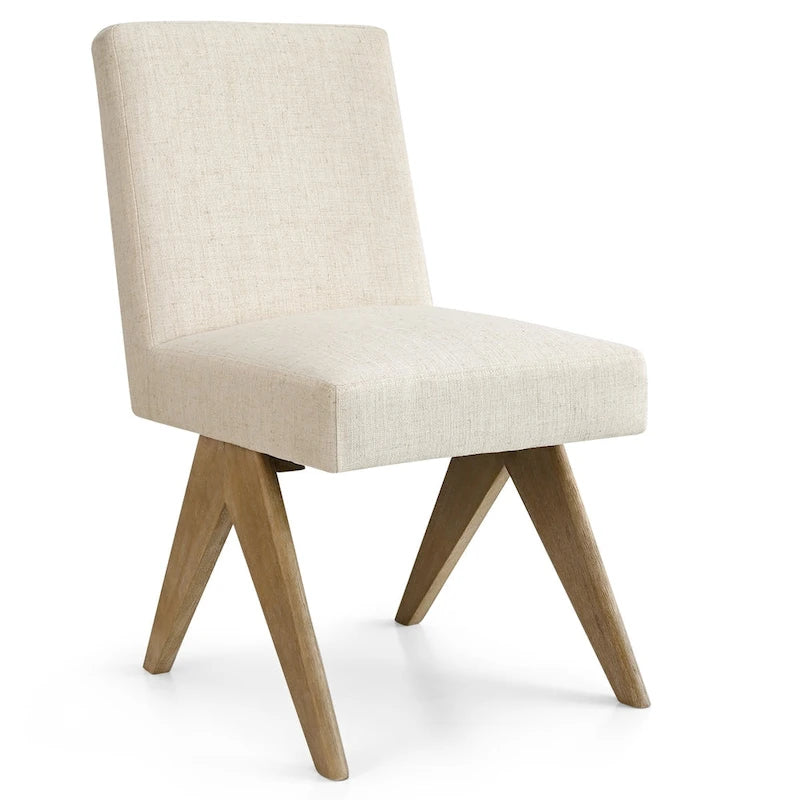 Chaise de salle à manger moderne du milieu du siècle en lin