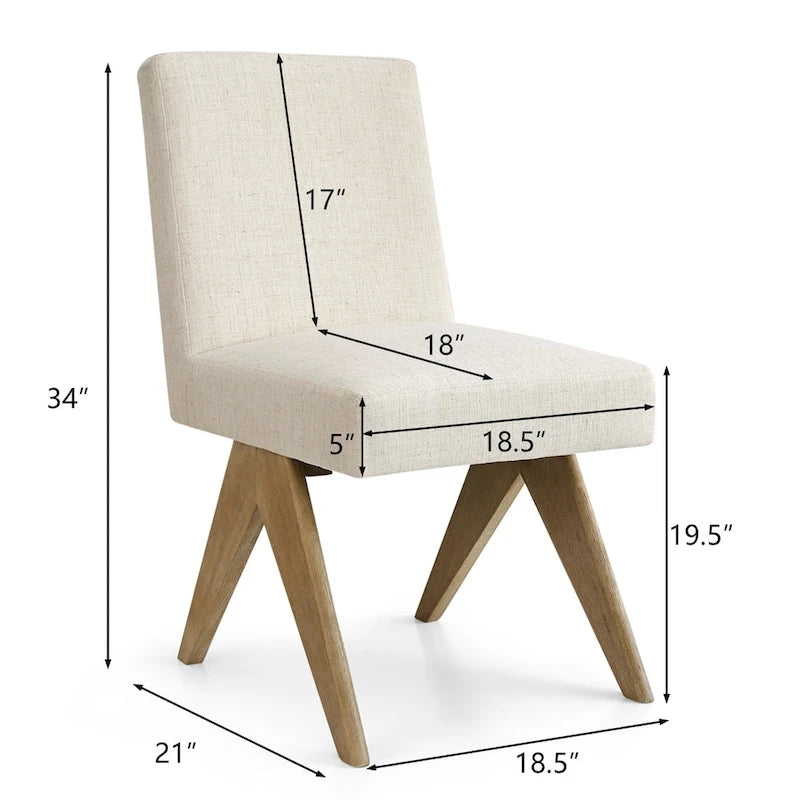 Chaise de salle à manger moderne du milieu du siècle en lin