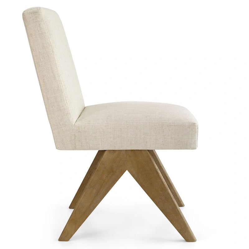 Chaise de salle à manger moderne du milieu du siècle en lin