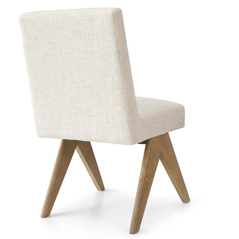 Chaise de salle à manger moderne du milieu du siècle en lin