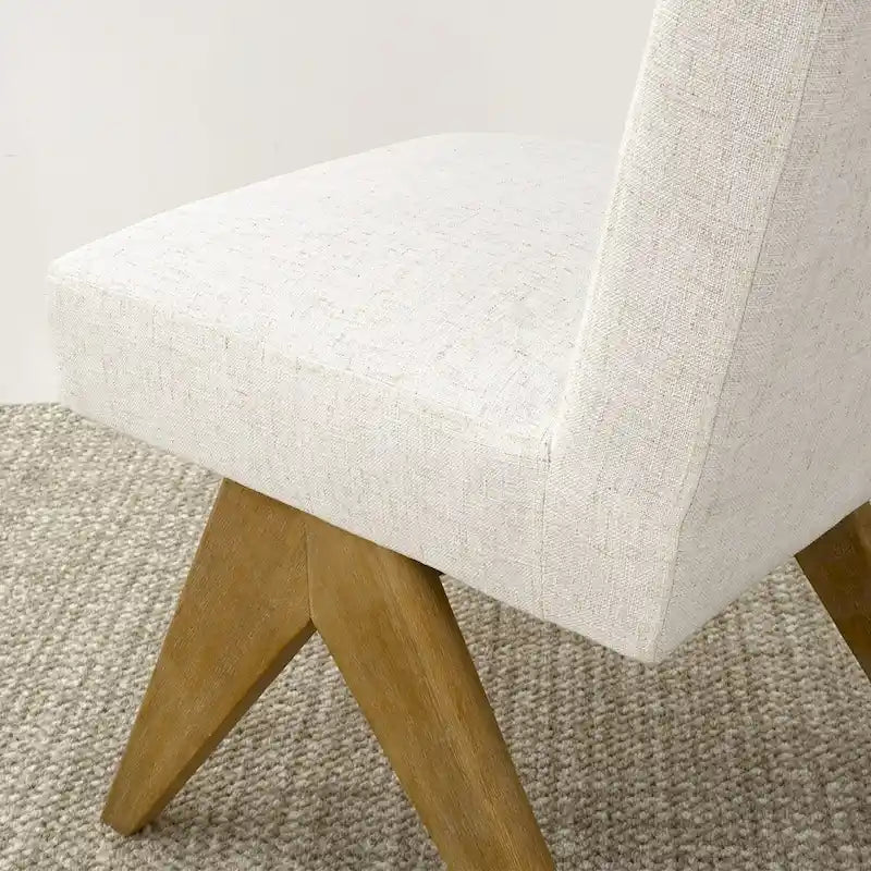 Chaise de salle à manger moderne du milieu du siècle en lin