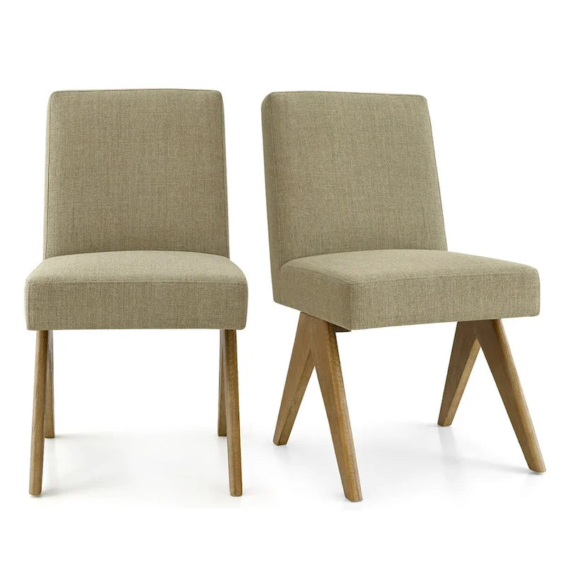 Chaise de salle à manger moderne du milieu du siècle en lin