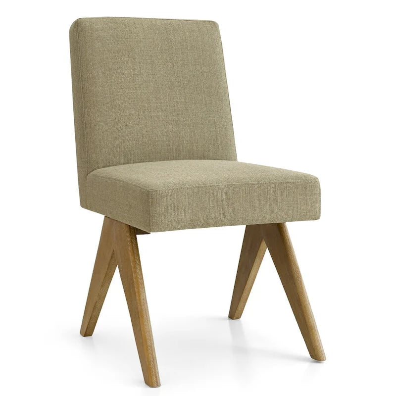 Chaise de salle à manger moderne du milieu du siècle en lin