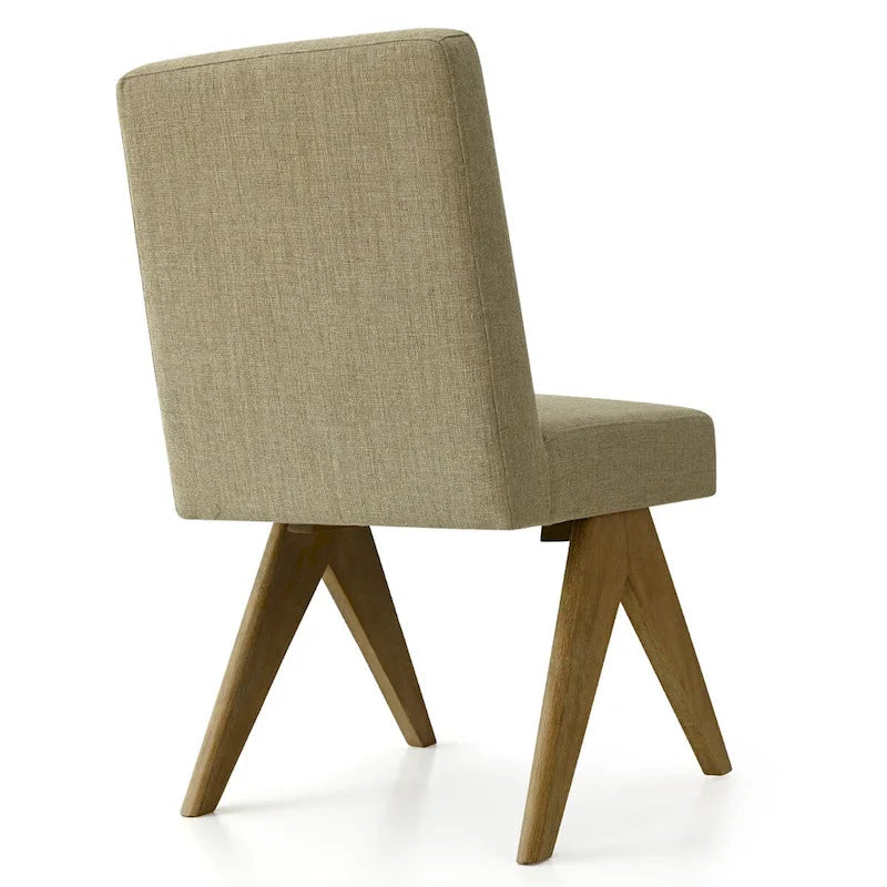 Chaise de salle à manger moderne du milieu du siècle en lin