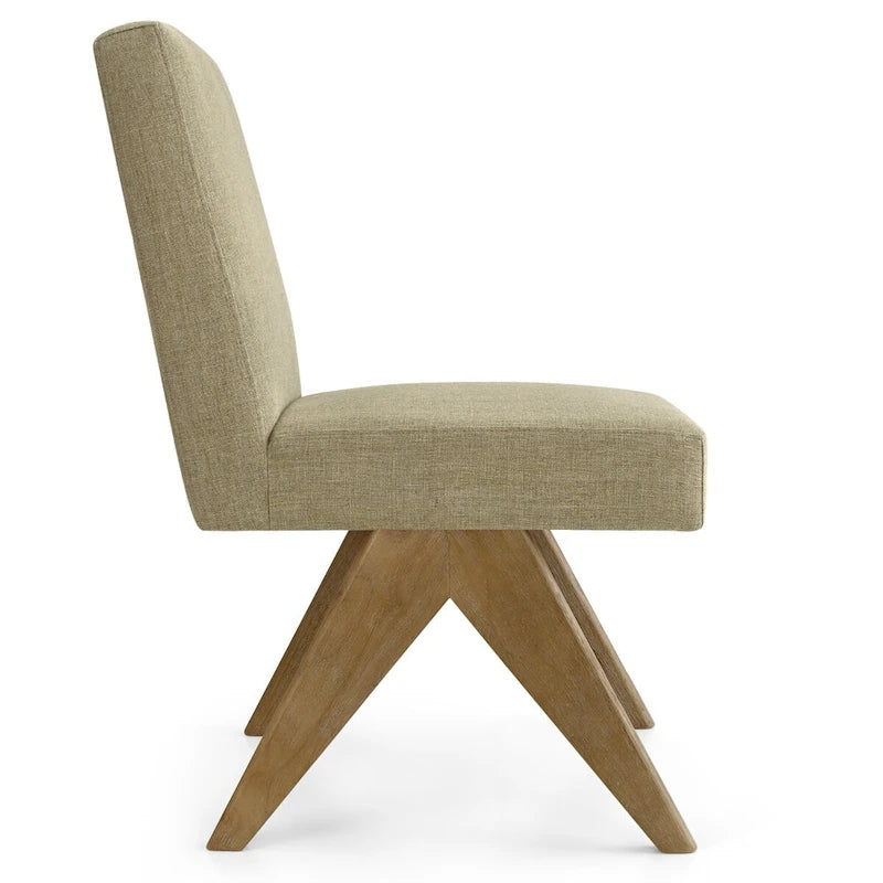 Chaise de salle à manger moderne du milieu du siècle en lin