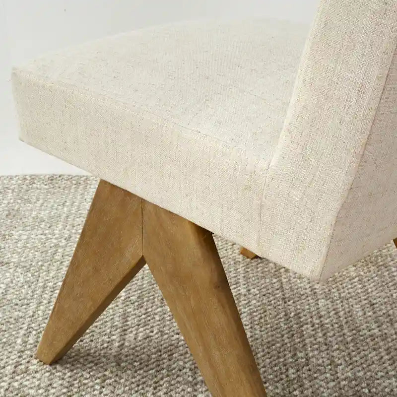 Chaise de salle à manger moderne du milieu du siècle en lin