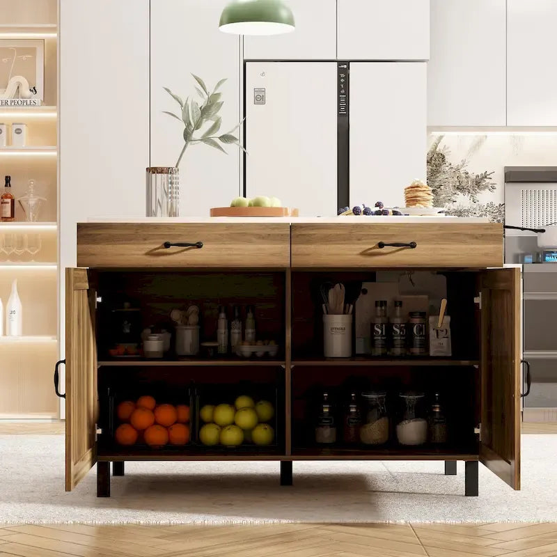 Meuble Bar-Table Îlot en Marbre Polyvalent - Sublimez Votre Intérieur