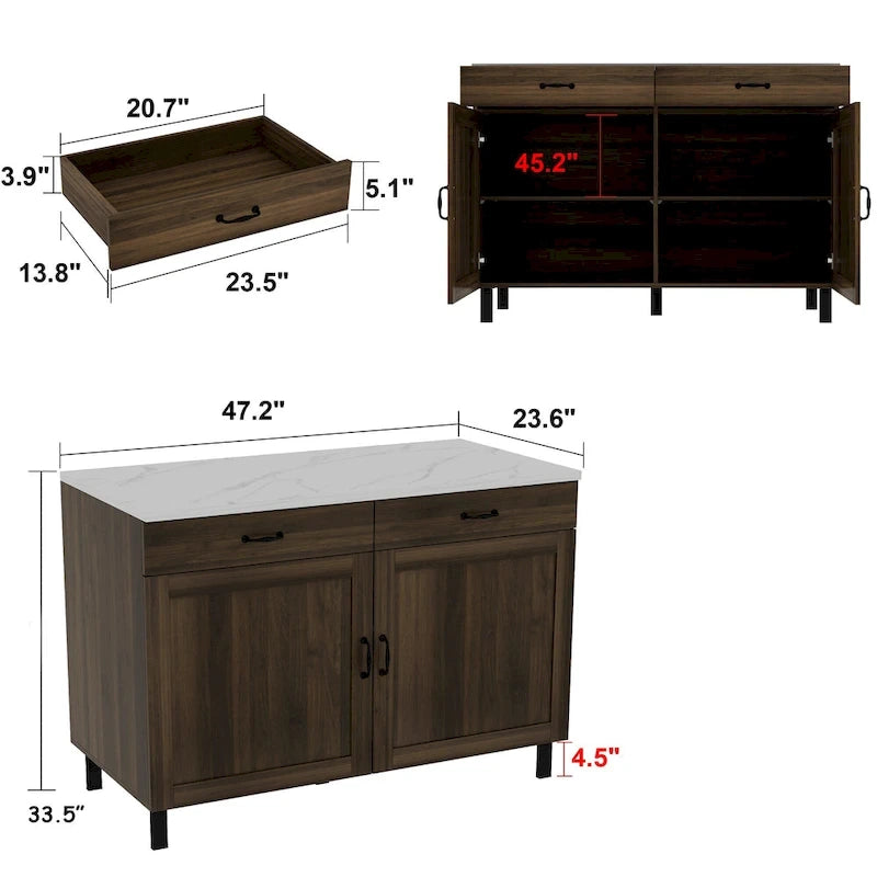Meuble Bar-Table Îlot en Marbre Polyvalent - Sublimez Votre Intérieur