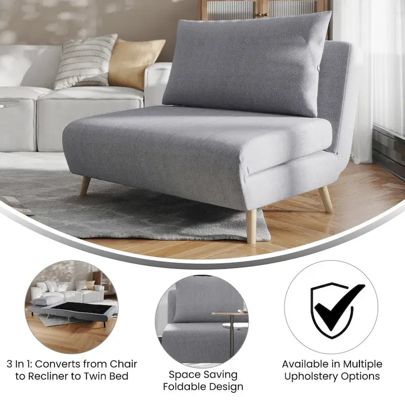 Fauteuil de repos pliant avec pieds escamotables et coussin de dossier – 75,5P x 41L x 30H