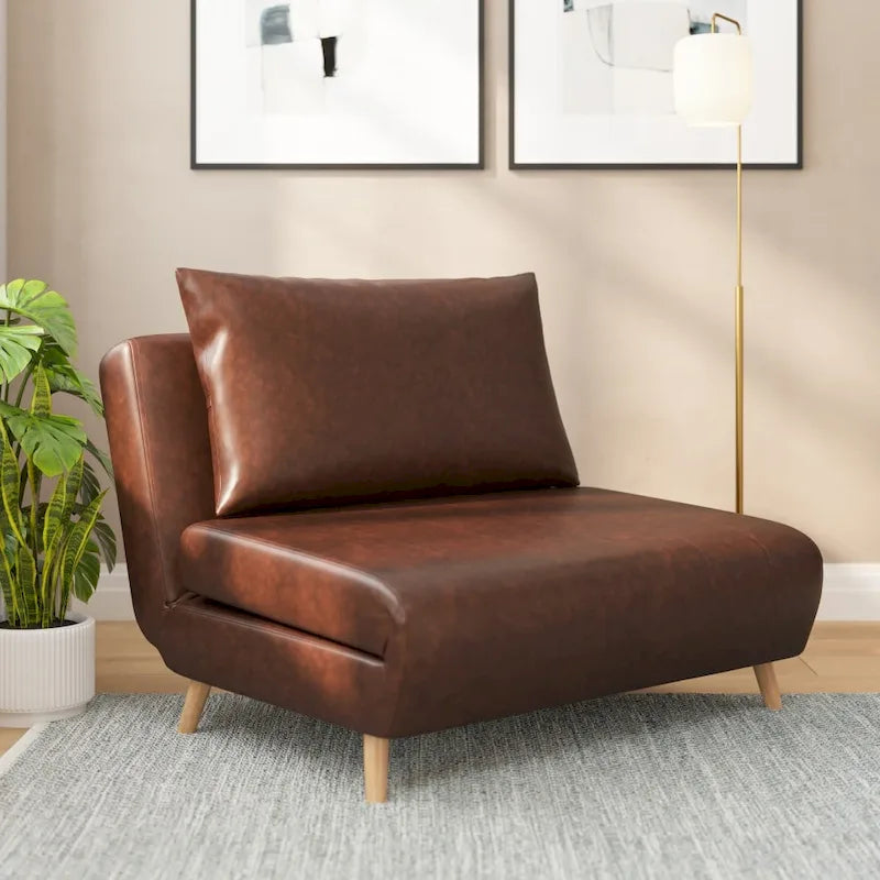Fauteuil de repos pliant avec pieds escamotables et coussin de dossier – 75,5P x 41L x 30H
