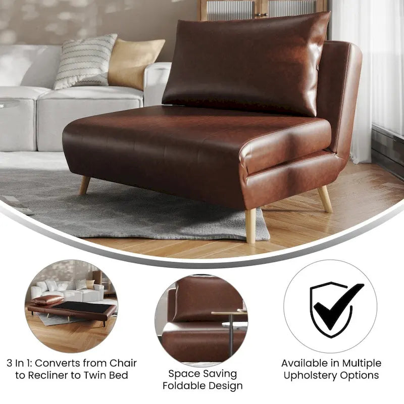 Fauteuil de repos pliant avec pieds escamotables et coussin de dossier – 75,5P x 41L x 30H