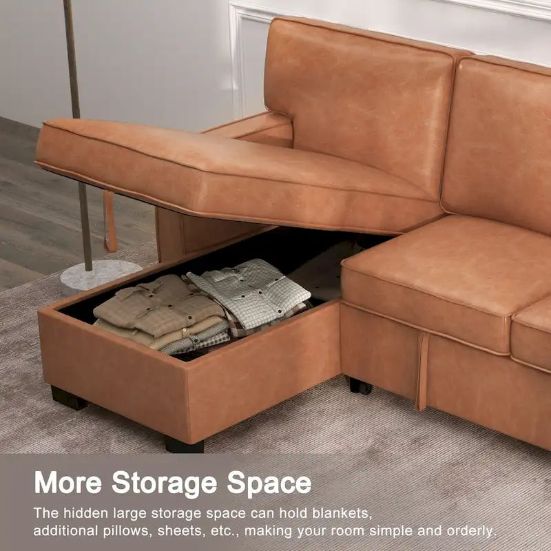 Canapé-lit futon avec ports USB et porte-gobelets, canapé sectionnel avec méridienne de rangement