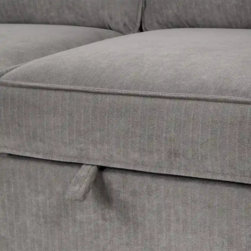 Canapé-lit futon avec ports USB et porte-gobelets, canapé sectionnel avec méridienne de rangement