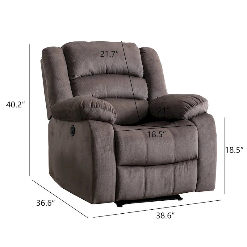 Fauteuil inclinable électrique Ebello avec accoudoirs rembourrés et port USB - 1 place - 1 place