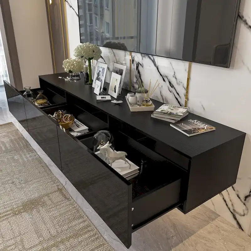 Meuble TV suspendu 63 cm - Console murale TV avec éclairage LED