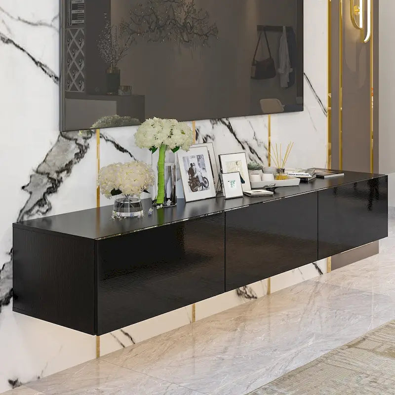 Meuble TV suspendu 63 cm - Console murale TV avec éclairage LED