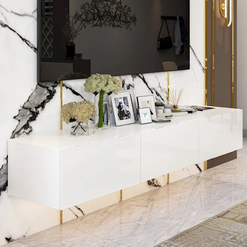 Meuble TV suspendu 63 cm - Console murale TV avec éclairage LED