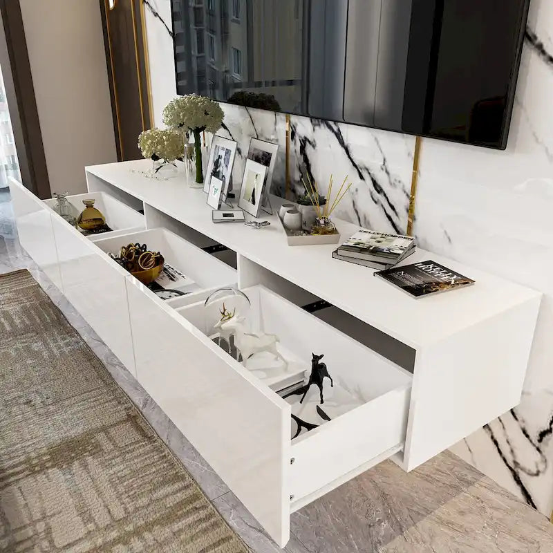 Meuble TV suspendu 63 cm - Console murale TV avec éclairage LED