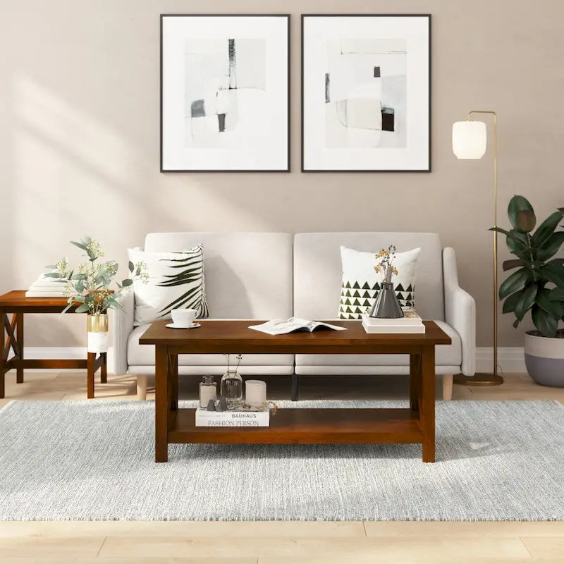 Table basse de ferme classique en bois massif