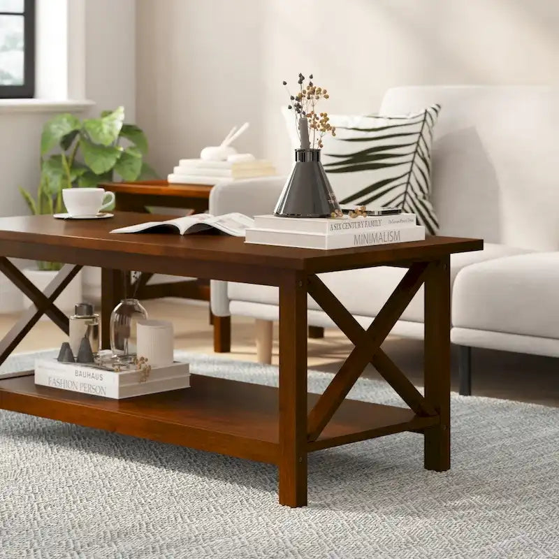 Table basse de ferme classique en bois massif