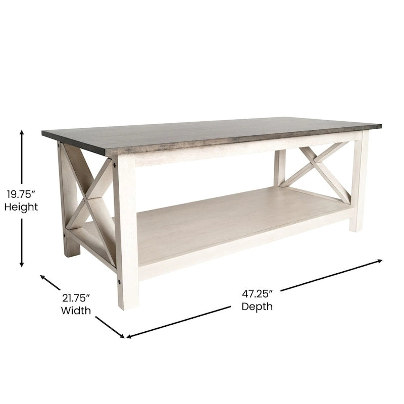 Table basse de ferme classique en bois massif