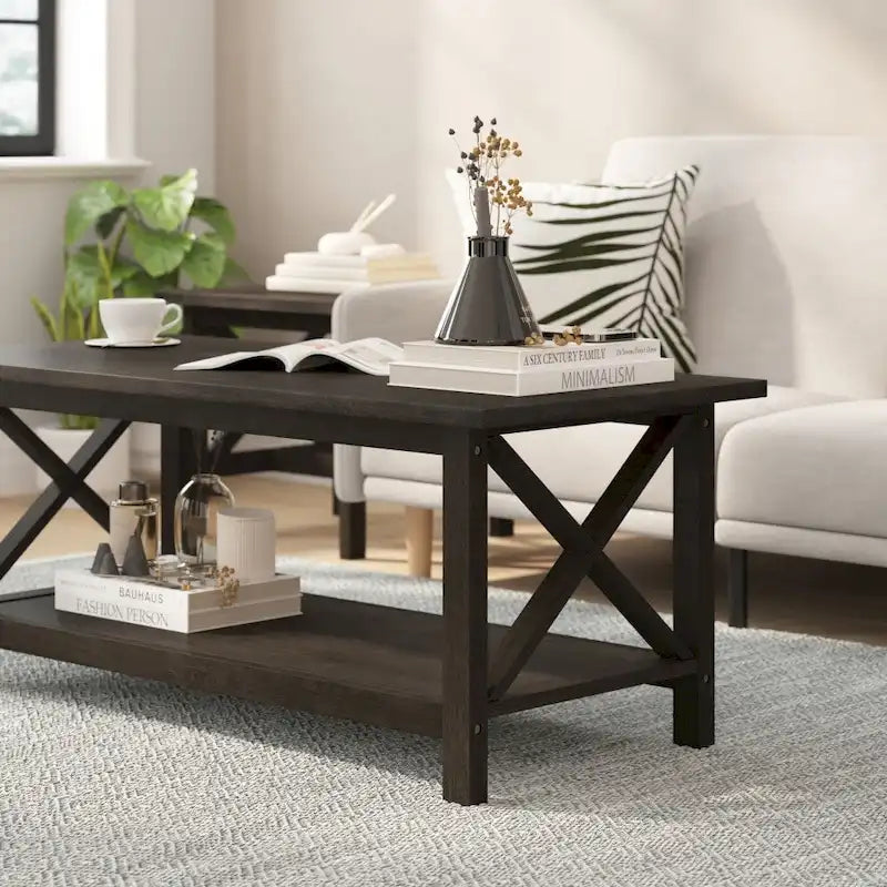 Table basse de ferme classique en bois massif