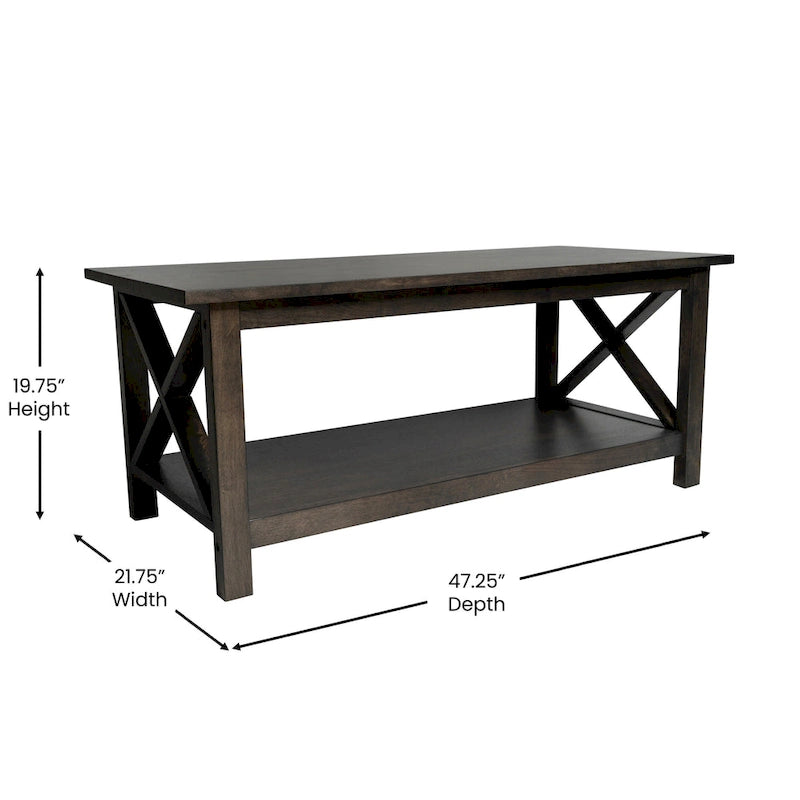 Table basse de ferme classique en bois massif