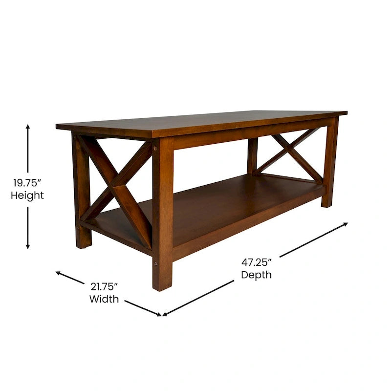 Table basse de ferme classique en bois massif